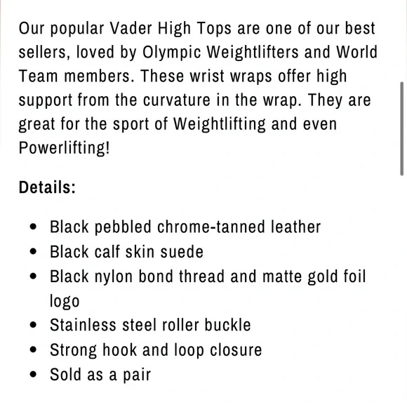 Onyx Weightlifting Vader high top wrist wraps - Picture 5 of 7